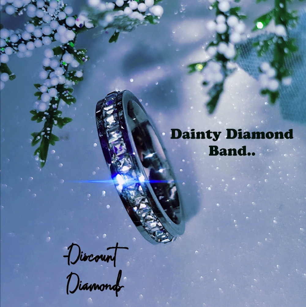 Clear White Diamond Titanium Ring - Picture 6 of 7